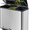 Papelera con Pedal 15+15+15L Acero Inoxidable EKO EcoCasa